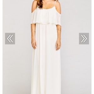 Caitlin Ruffle Maxi Dress in wedding cake chiffon